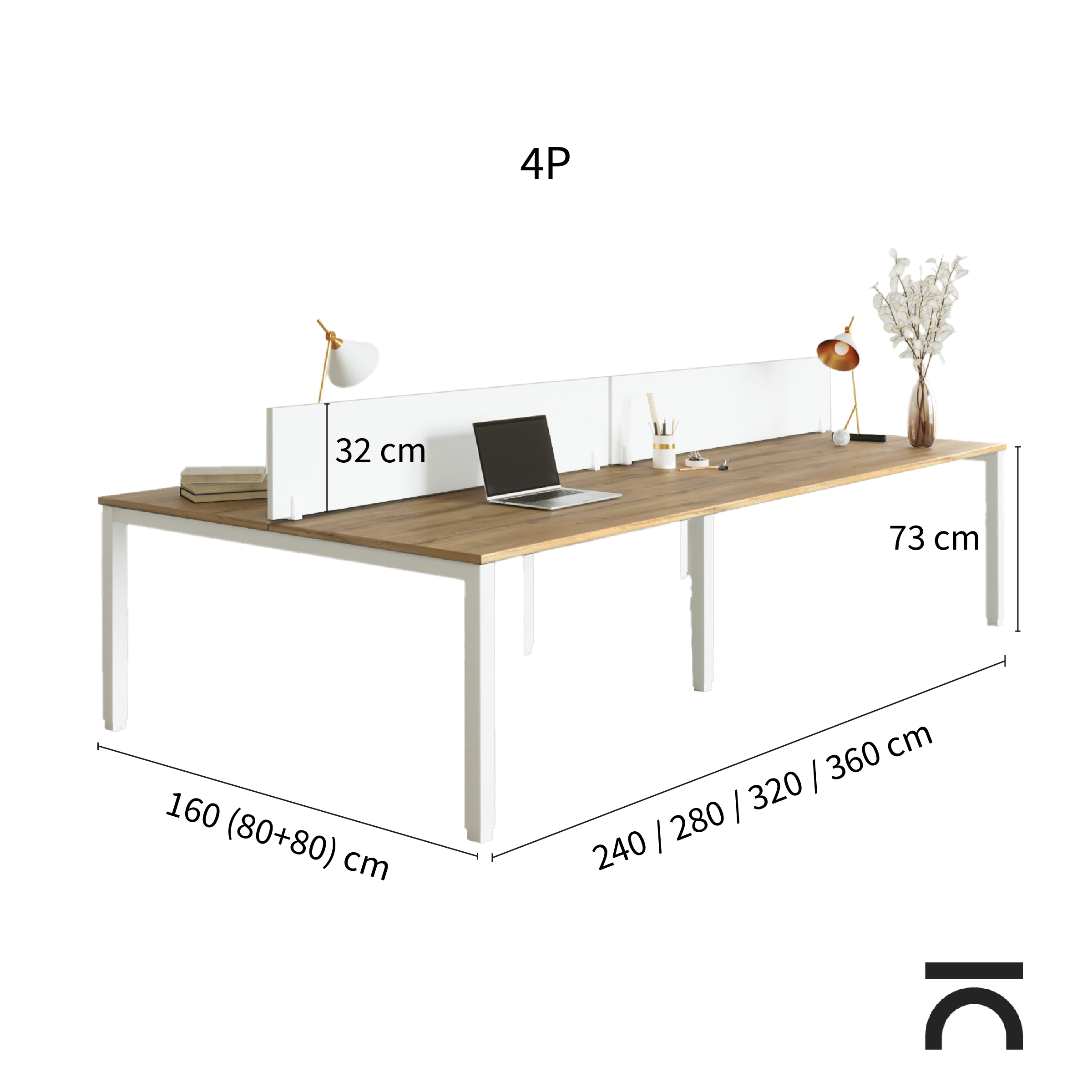 Dimensioni della scrivania bench Modus